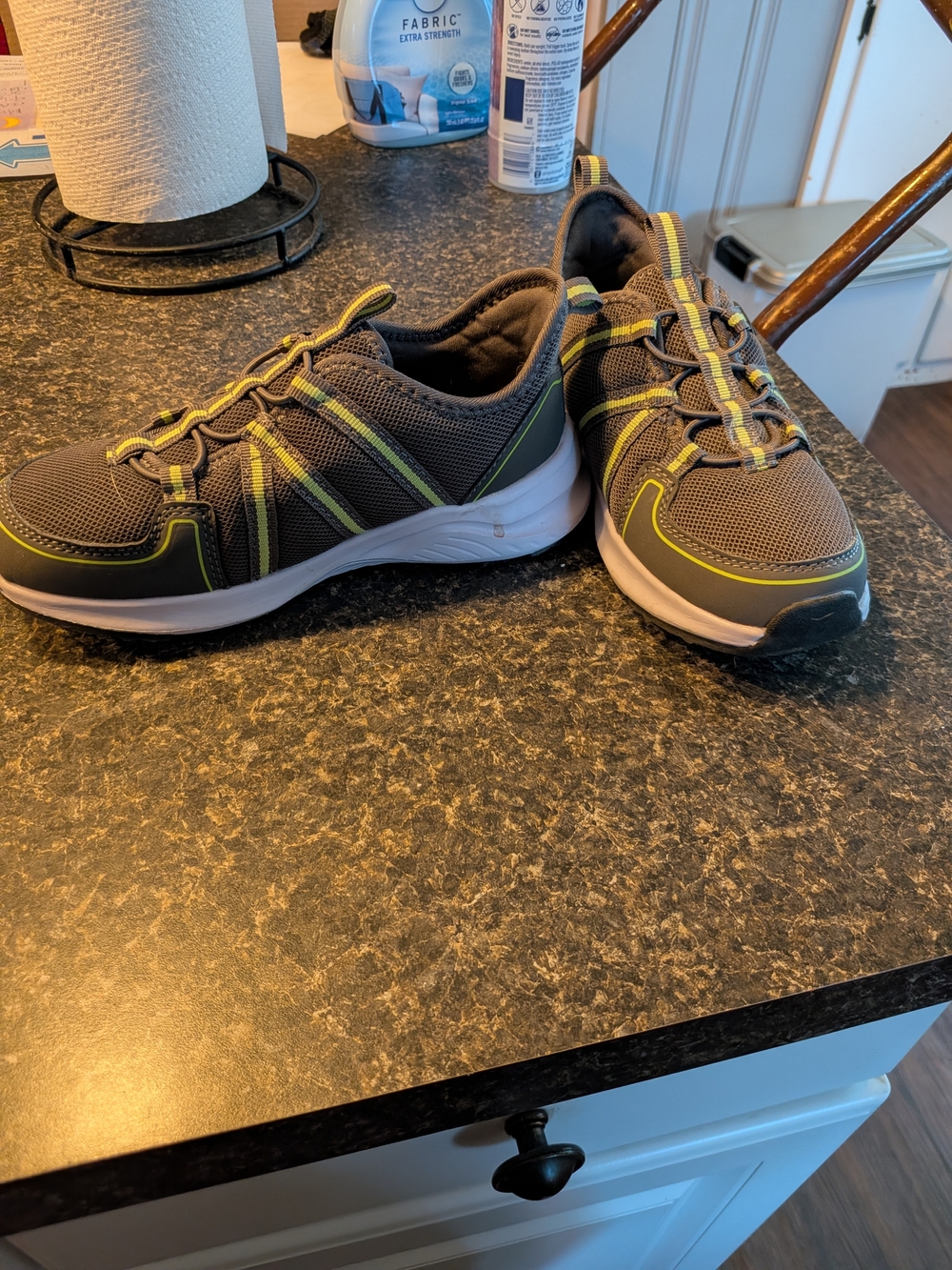 Kids' Lightweight Athletic Sneakers - Gray with Lime Accents